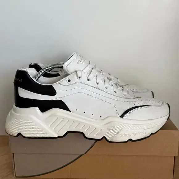 Dolce & Gabbana Daymaster White/Black Men Leather Sneakers - SZ 11
